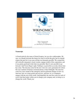 Wikinomics - Winning With The Enterprise 2.0 - with transcript