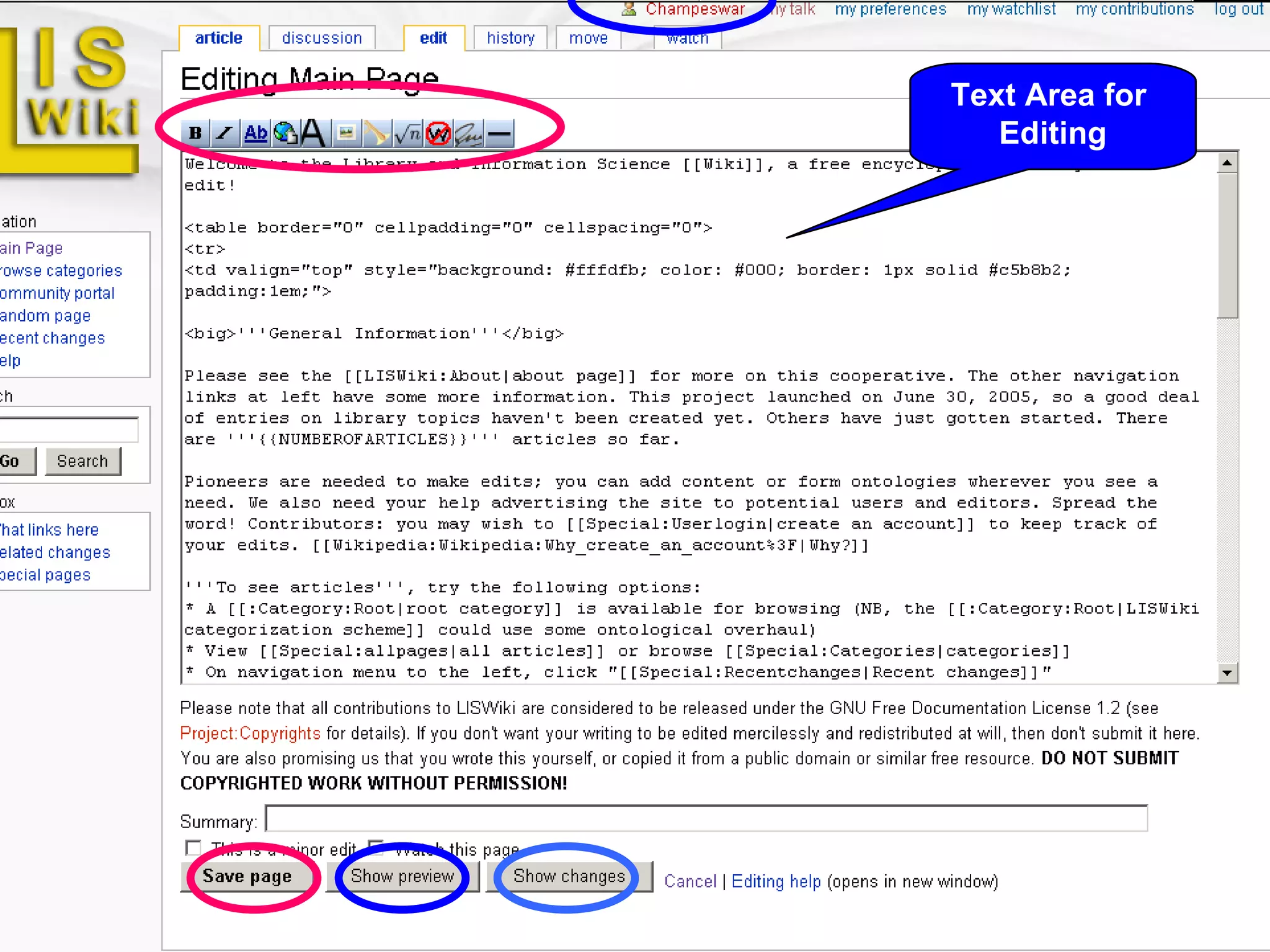 Text Area for  Editing 