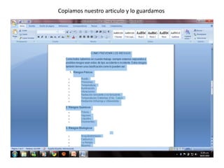 Copiamos nuestro articulo y lo guardamos