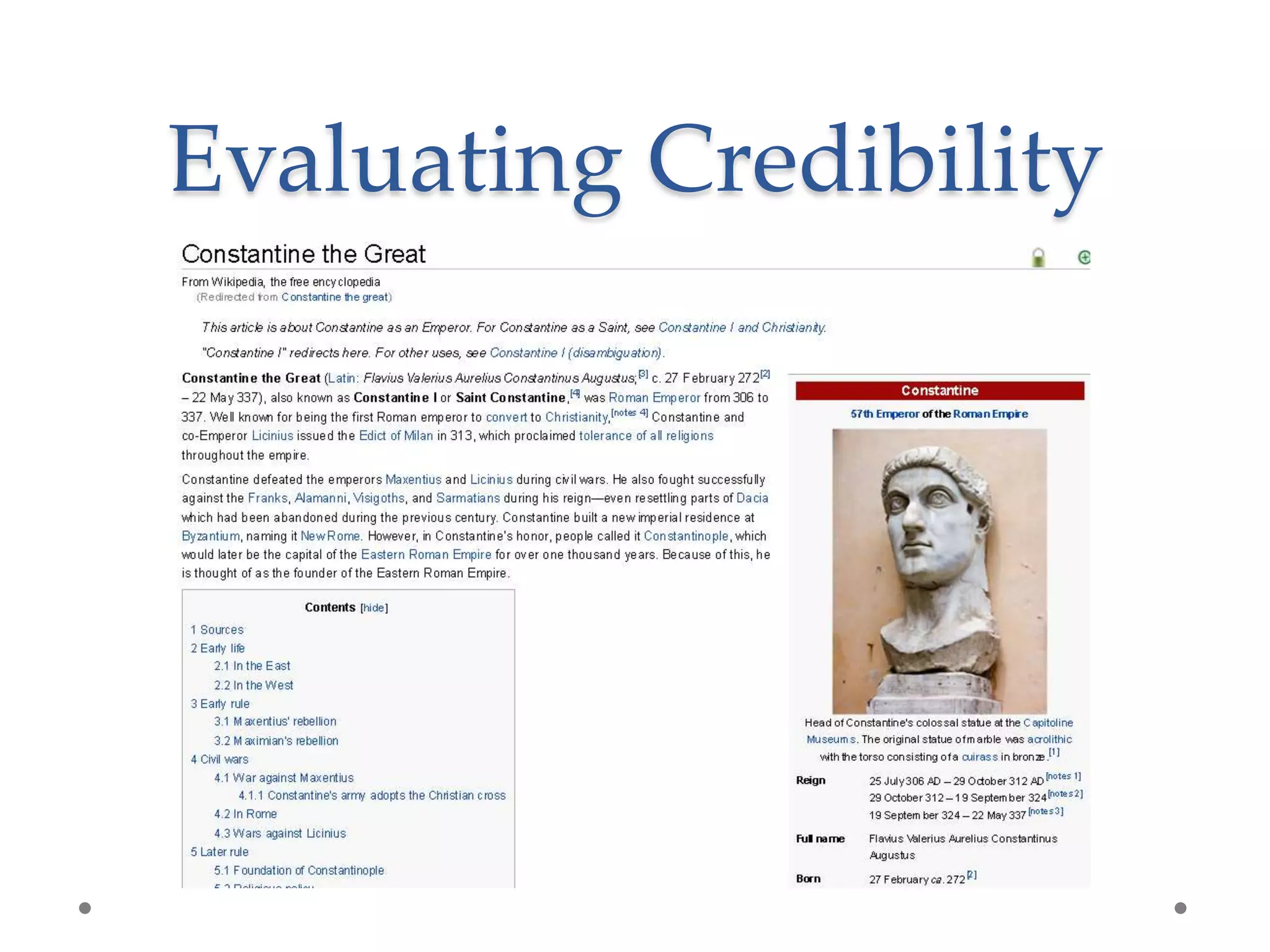 Evaluating Credibility
 