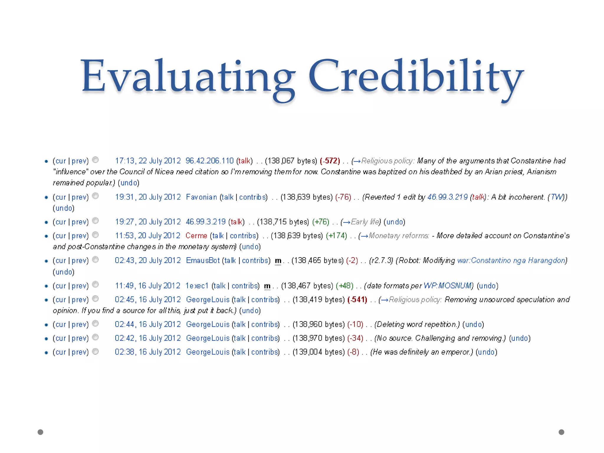 Evaluating Credibility
 