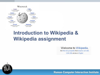 Introduction to Wikipedia &
Wikipedia assignment
 