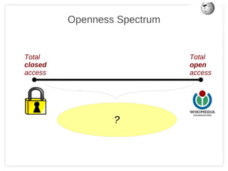 Instituições Culturais (“GLAMs”) Parcerias para documentar o patrim ô nio cultural do mundo (fotos, artigos, etc.) Trabalhando com Instituições Instituições educacionais Trabalhando com Universidades na utiliza çã o de artigos da Wikipedia nos cursos (projeto emblemático: $1,2M iniciativa  política pública)  