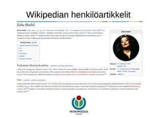 Wikipedian henkilöartikkelit
 