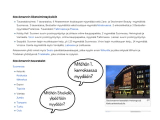 Mitähän Stockalla 
ylipäätään 
myydään? 
Mitähän 1. 
kerroksessa 
myydään? 
 