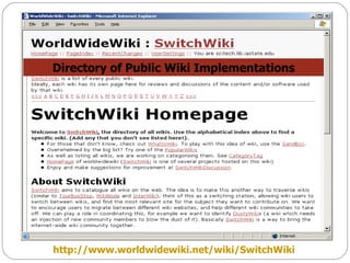 http://www.worldwidewiki.net/wiki/SwitchWiki   Directory of Public Wiki Implementations 