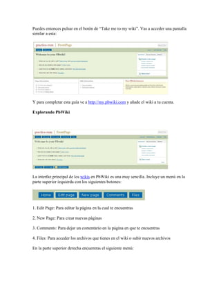 Creación de Wikis en PbWiki | PDF