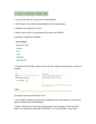 Creación de Wikis en PbWiki | PDF