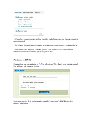 Creación de Wikis en PbWiki | PDF