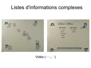 <ul><li>Vidéo ( eng ,  fr ) </li></ul>Listes d'informations complexes 