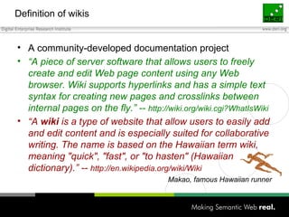 Definition of wikis ,[object Object],[object Object],[object Object],[object Object]