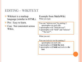 Wikitext Format Wikis And Your Business | PPT