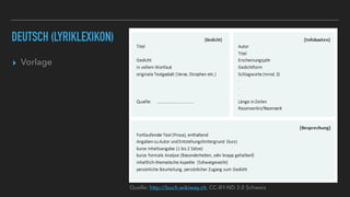 DEUTSCH (LYRIKLEXIKON)
▸ Vorlage
Quelle: http://buch.wikiway.ch, CC-BY-ND 3.0 Schweiz
 