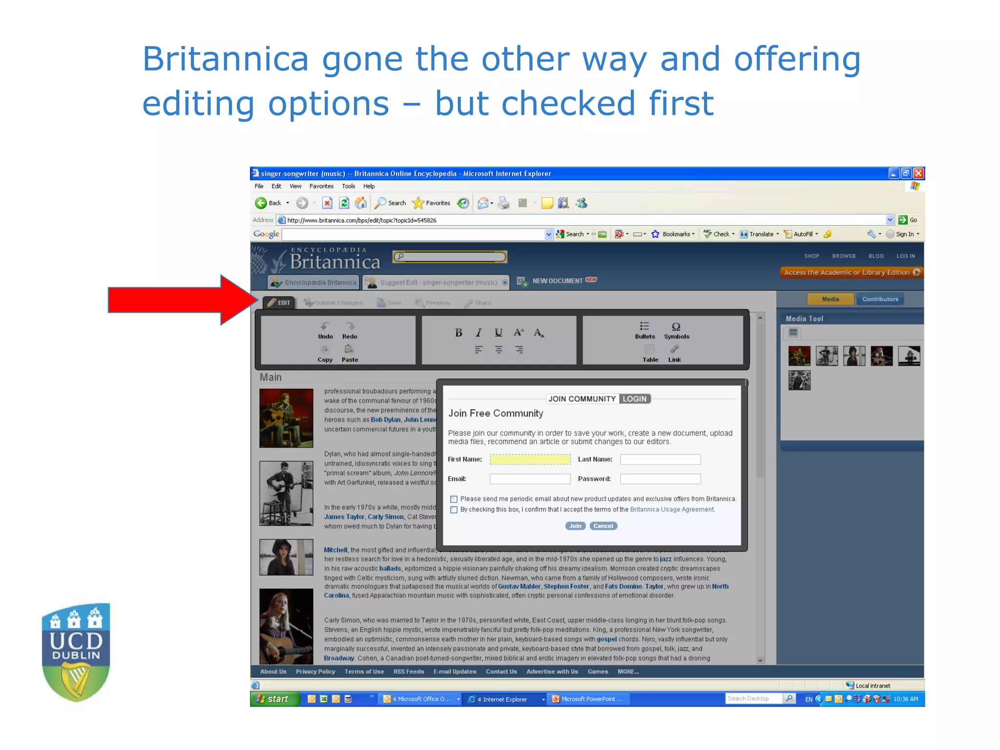 Britannica gone the other way and offering editing options – but checked first 