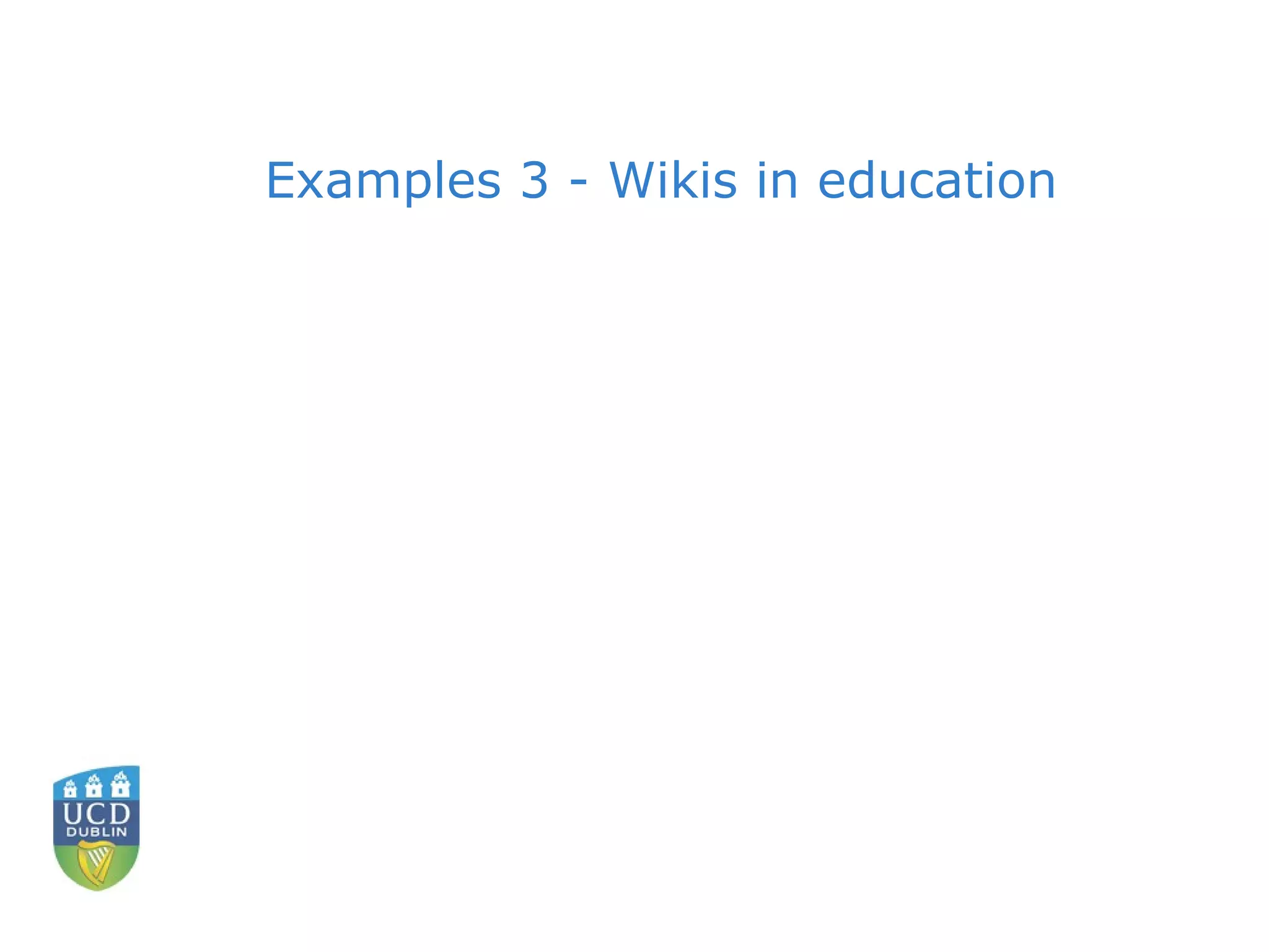 Examples 3 - Wikis in education 