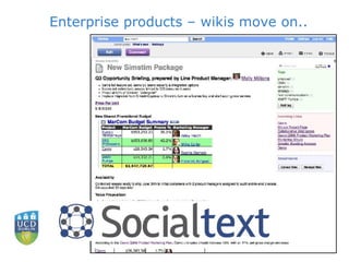 Enterprise products – wikis move on.. 