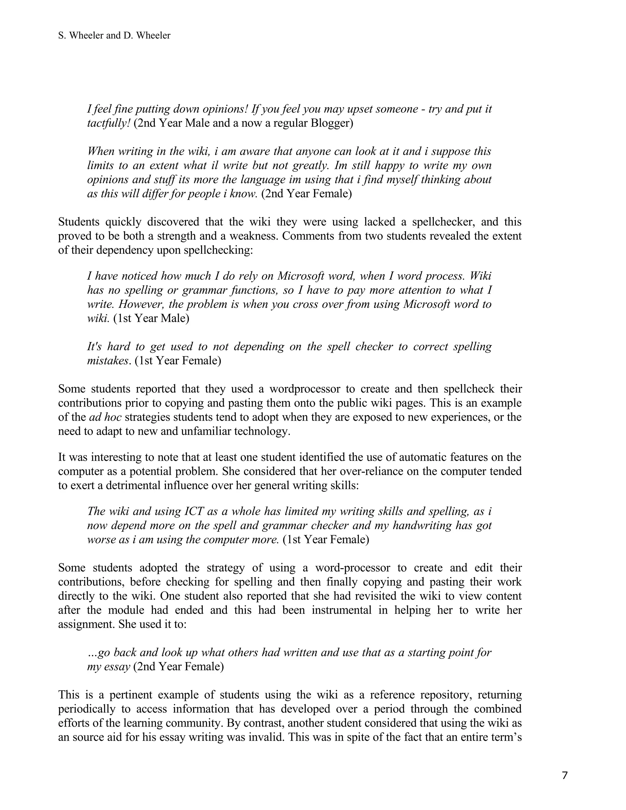 Using wikis to promote quality learning in teacher training