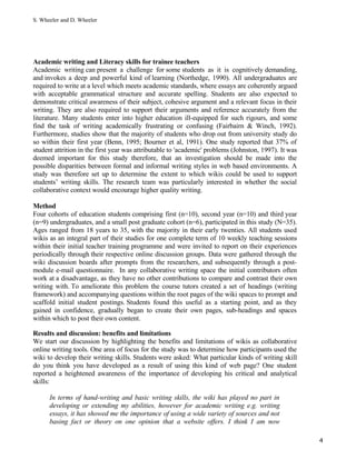 Using wikis to promote quality learning in teacher training