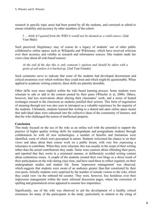 Using wikis to promote quality learning in teacher training