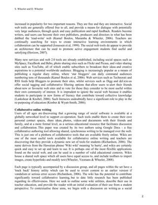 S. Wheeler and D. Wheeler




increased in popularity for two important reasons. They are free and they are interactive. S...