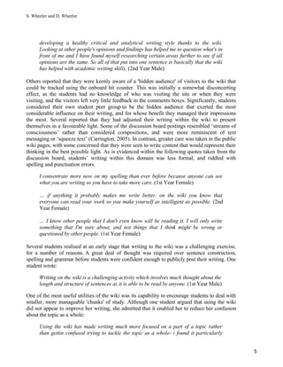 S. Wheeler and D. Wheeler




      developing a healthy critical and analytical writing style thanks to the wiki.
      L...