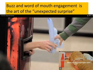 Buzz and word of mouth engagement is
Core Belief
the art of the “unexpected surprise”

45

 
