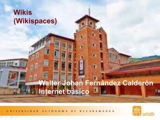 Wikis
(Wikispaces)
Walter Johan Fernández Calderón
Internet básico
 