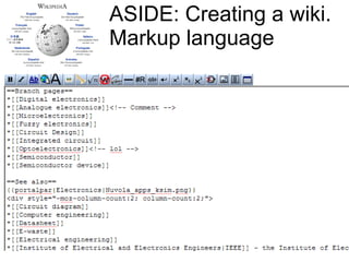 ASIDE: Creating a wiki.  Markup language 