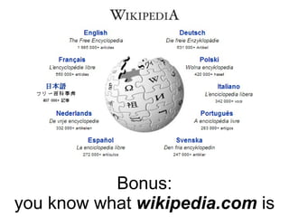 Bonus: you know what  wikipedia.com  is 