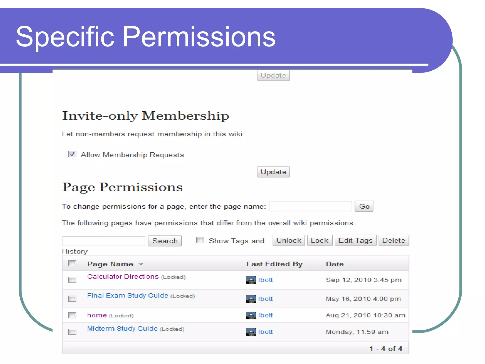 Specific Permissions 