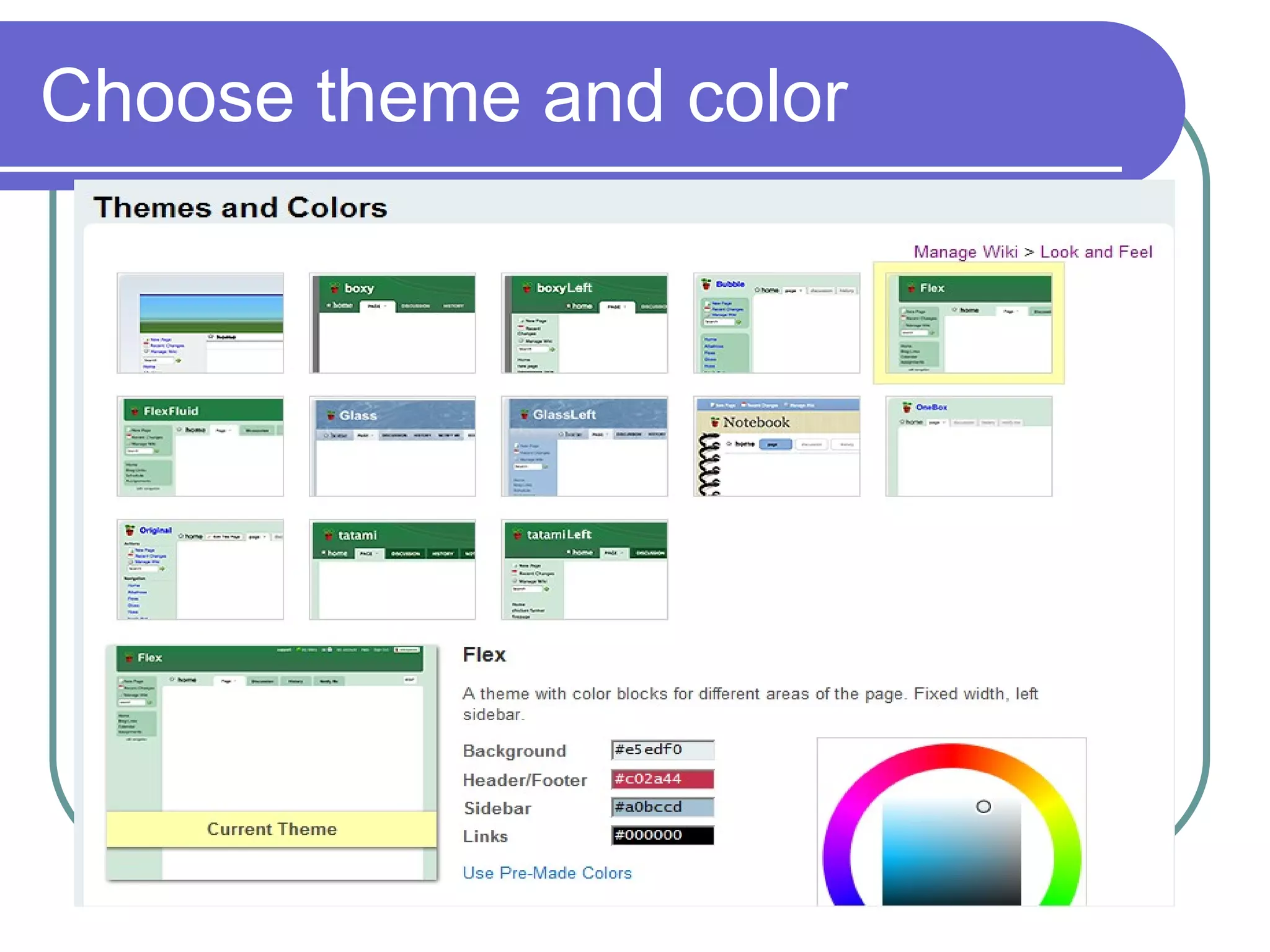 Choose theme and color 