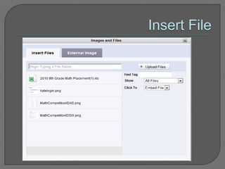 LinksTo insert links, highlight textClick on Edit, and the Link iconType the address in the External Link tabThen Click Add Link