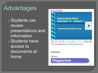 SlideshareSet up an free account at Slideshare.netUpload any of your documents or PowerPoint presentations.Slideshare will save them under your account, and give you an embed code.Caution: They will be available to the public.