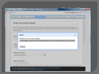 Other Widgets: Embedding GoogleDocs Forms