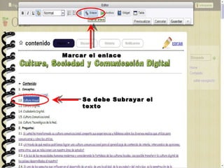 Se debe Subrayar el texto Marcar el enlace 