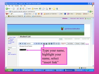 Type your name, highlight your name, select “insert link”