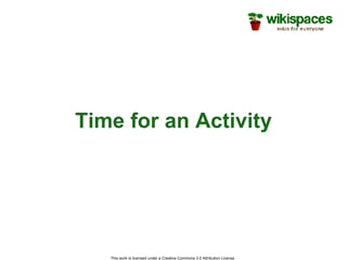 Time for an Activity This work is licensed under a Creative Commons 3.0 Attribution License  
