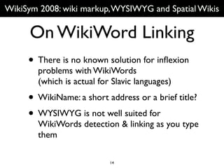 ENG Wikisym2008: WYSIWYG & Wiki Editors