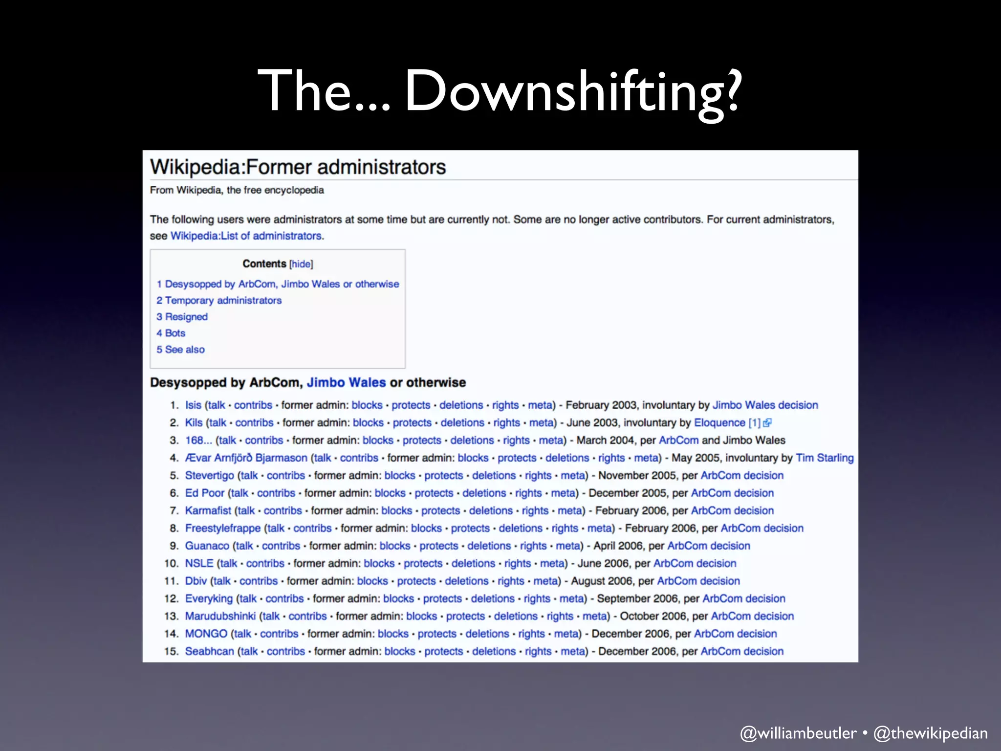 The... Downshifting?




                   @williambeutler • @thewikipedian
 