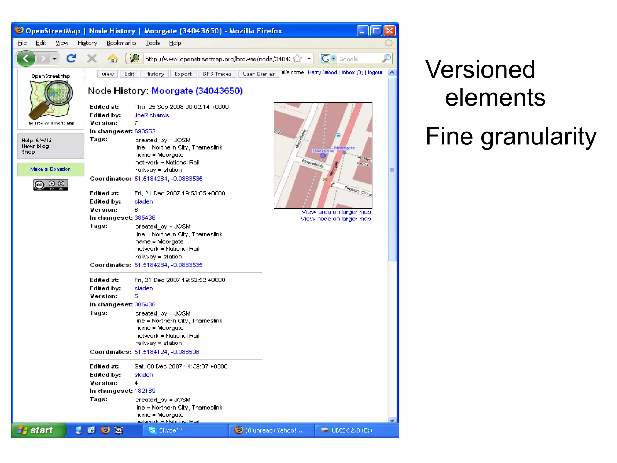 Versioned elements Fine granularity 