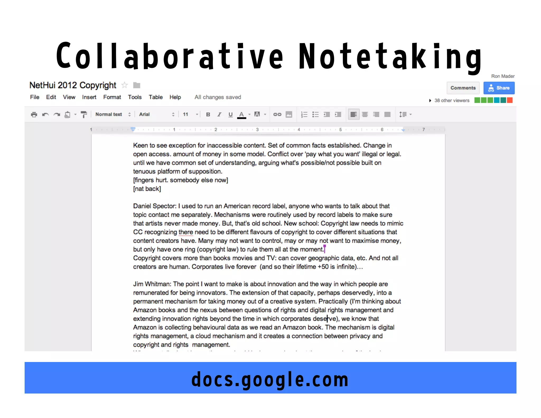 docs.google.com
Collaborative Notetaking
 