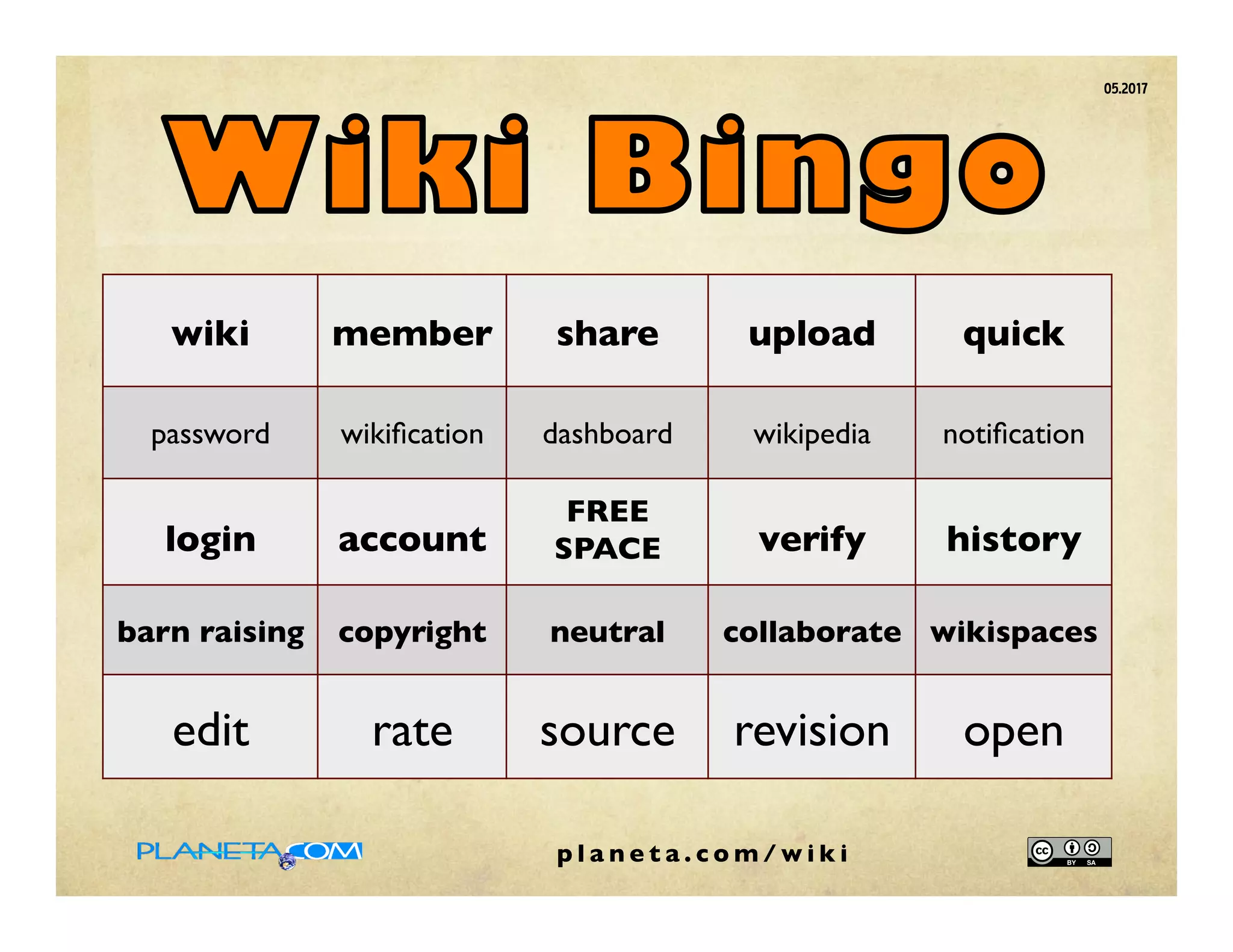 wiki member share upload quick
password wikiﬁcation dashboard wikipedia notiﬁcation
login account
FREE
SPACE verify history
barn raising copyright neutral collaborate wikispaces
edit rate source revision open
p l a n e t a . c o m / w i k i
05.2017
 