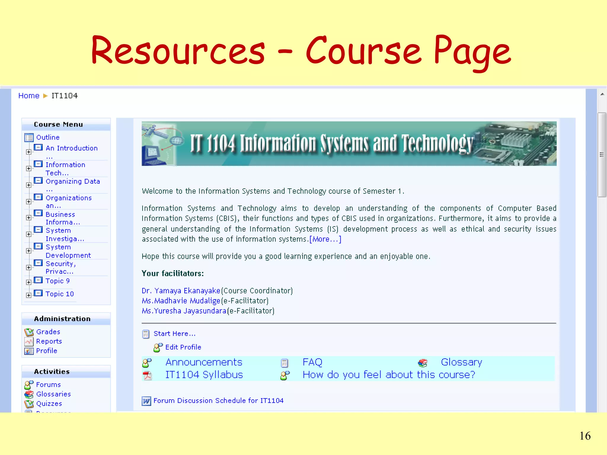 Resources – Course Page 