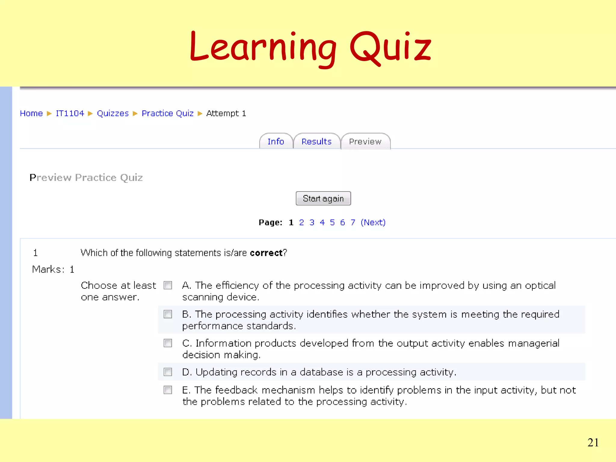 Learning Quiz 