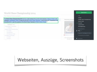 Webseiten, Auszüge, Screenshots 
 