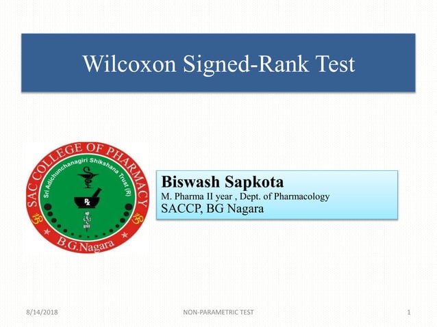 Wilcoxon signed rank test | PPTX