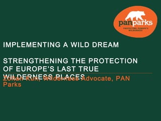 IMPLEMENTING A WILD DREAM
STRENGTHENING THE PROTECTION
OF EUROPE’S LAST TRUE
WILDERNESS PLACESZoltan Kun, Wilderness Advocate, PAN
Parks
 