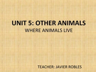 UNIT 5: OTHER ANIMALS
WHERE ANIMALS LIVE
TEACHER: JAVIER ROBLES
 