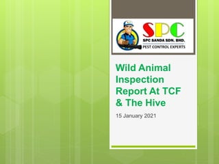 Wild Animal
Inspection
Report At TCF
& The Hive
15 January 2021
 