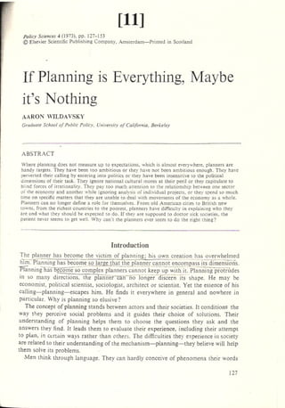 Wildavsky if planning_is_everything